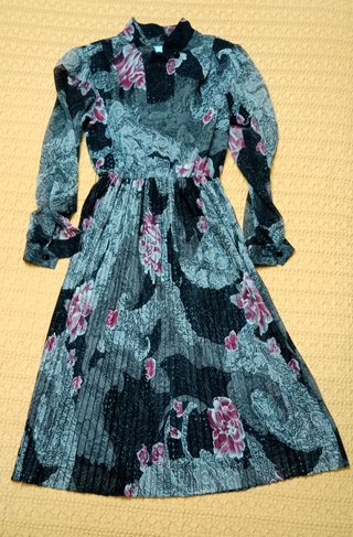 Vestido Vintage Floral Manga Larga