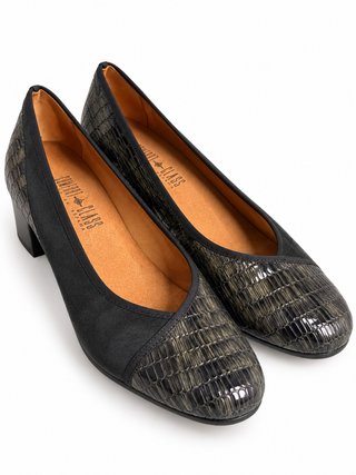 Zapatos Confort Class negros efecto serpiente