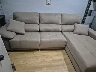 Sofá Cama con Chaise Longue Beige
