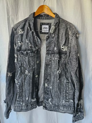 Cazadora Vaquera Zara Gris Talla L