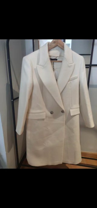 Abrigo Zara Lana Blanco Talla XS