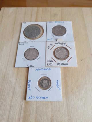 Set de 5 Monedas de Plata del Mundo