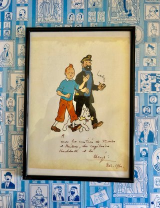 Cuadro de Tintín, Milú y Capitán Haddock