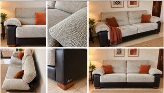 Sofá de Tela Beige y Marrón