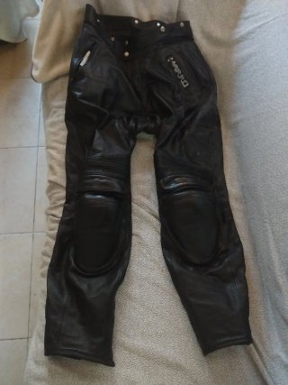 Pantalón de Moto de Cuero Negro t 46