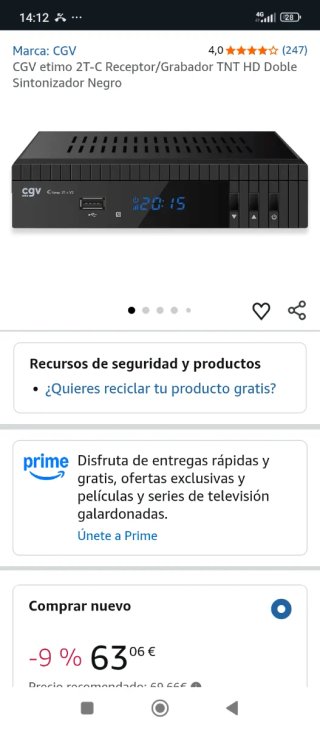 Receptor Grabador CGV Etimo 2T-C