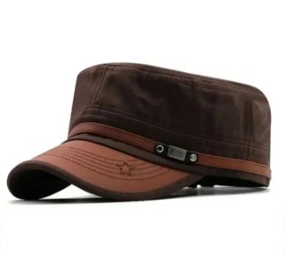 Gorra Vintage Color Café con Solapa Militar Marrón