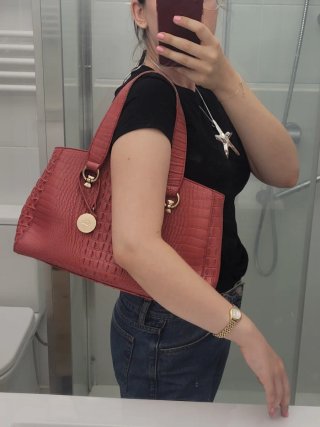Bolso Y2K Estampado Cocodrilo Rojo