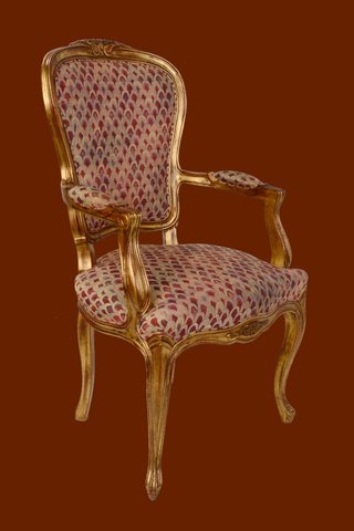 Sillón de brazos estilo Luis XV / Fauteuil dorado