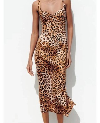 Vestido Midi Leopardo Zara Talla M
