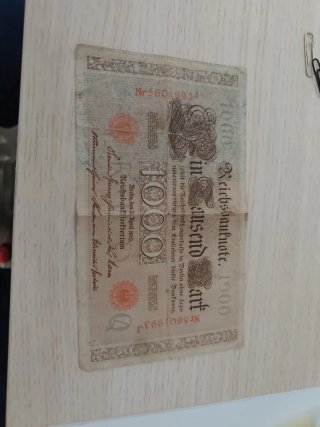 Billete antiguo 1000 Reichsbanknote 1910