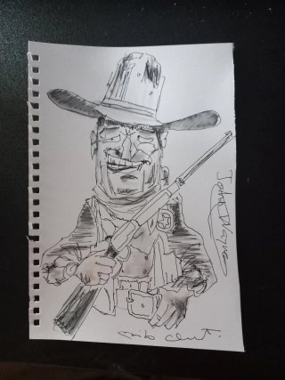 Dibujo a tinta de John Wayne
