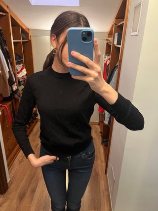 Jersey negro de mujer 100% lana
