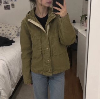 Chaqueta Zara Parka Verde Con Capucha XXS/12 años