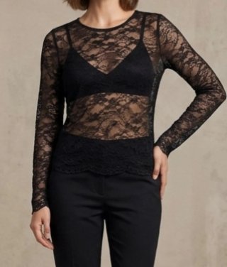 Blusa de encaje negra