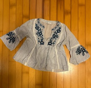 Blusa Zara Rayas y Bordados Talla S