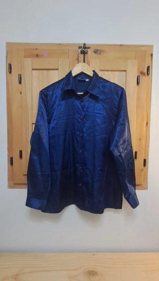 Camisa manga larga satinada azul VENCA T.46-48