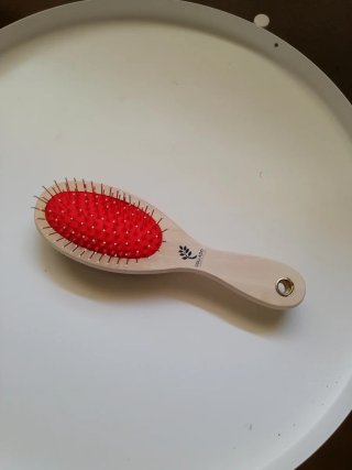 Cepillo para perro con mango de madera