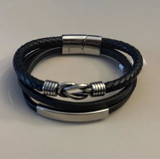 Pulsera Triple de Hombre Cuero y Acero