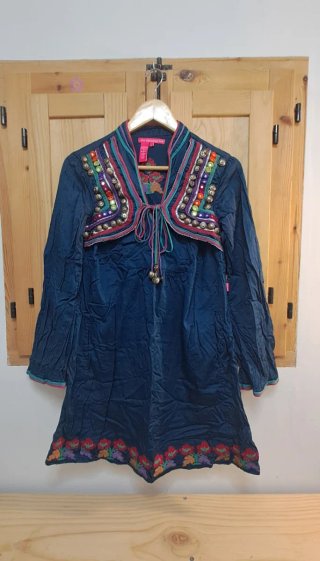 Vestido túnica boho azul Flamenco Talla M