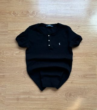 Vintage Polo Ralph Lauren Black Henley T Shirt