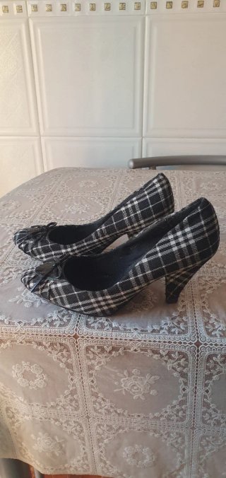 Zapatos de Tacón Estampado Cuadros Talla 36