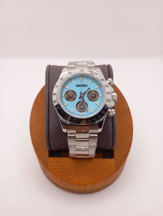 Reloj Seiko Mod Cronógrafo Plateado y Azul
