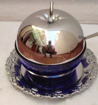 Azucarero Vintage de Cristal y Metal