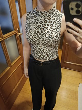 Camiseta sin mangas con estampado animal