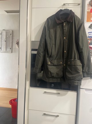 Parka estilo Barbour verde oliva