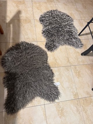 2 Alfombras de Pelo Sintético Gris
