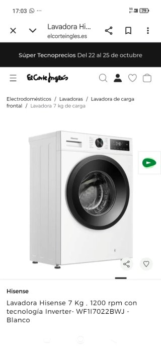 Lavadora Hisense 7kg 1200rpm Blanca NUEVA GARANTIA