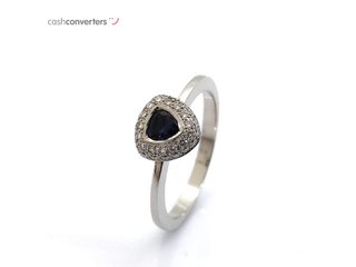 sortija oro 18k con piedra con diamante,zafiro
