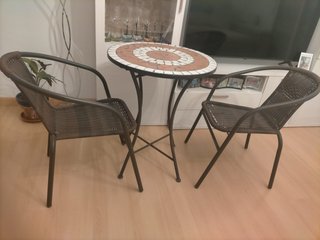 Conjunto de mesa y 2 sillas de terraza