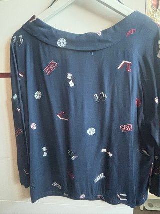 Camisa Azul Estampada
