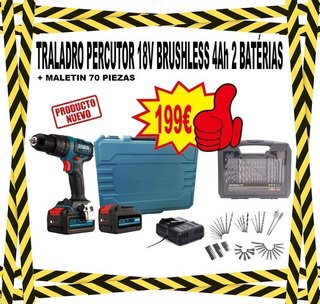 Taladro percutor 18V Brushless + maletín 70