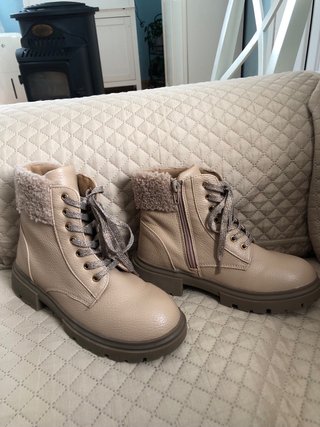 Botines de Piel Sintética Rosa Palo