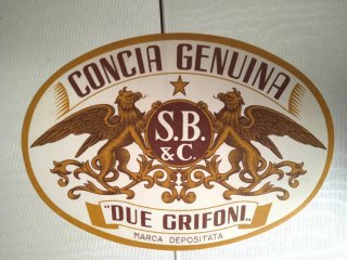 Antica etichetta Concia Genuina Due Grifoni