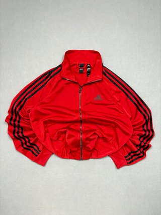 Chaqueta Adidas roja bandas negras talla S