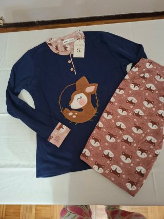 Pijama de Algodón Estampado Talla S/M