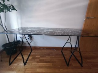 Mesa de Cristal con Estampado Floral