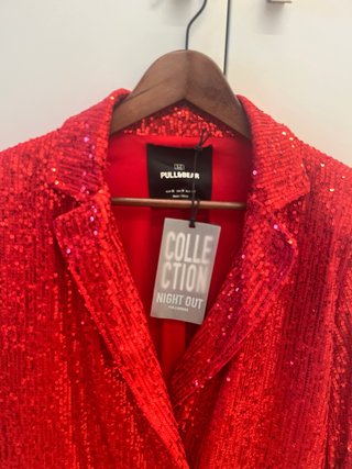 Traje completo de Fiesta Lentejuelas Rojo, con top