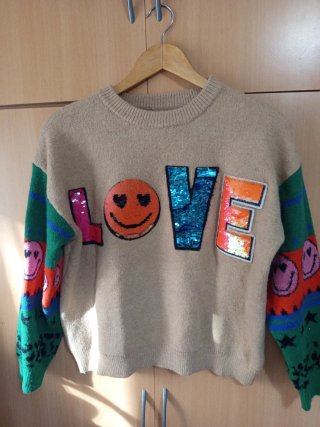 Jersey con Lentejuelas y Estampado