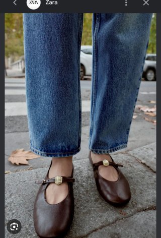 Bailarinas Zara de Piel Marrón Talla 39