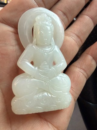Figura de Buda en Jade Blanco china qing