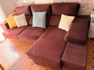 Sofá 3 plazas Chaise Longue y puf a juego