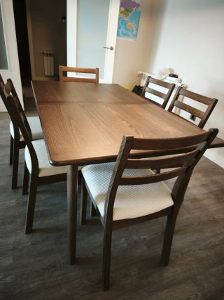 Mesa de Comedor Extensible y 6 Sillas