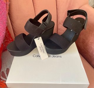 Sandalias Plataforma Calvin Klein Negras Talla 38