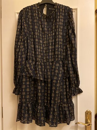 Vestido M&S Azul Marino con Detalles Dorados