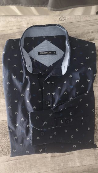 Camisa Chisbal Azul Estampada Talla L